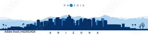 phoenix city skyline vector silhouette arizona USA.
