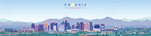 Phoenix city skyline arizona. travel and tourism image vector illustration. usa