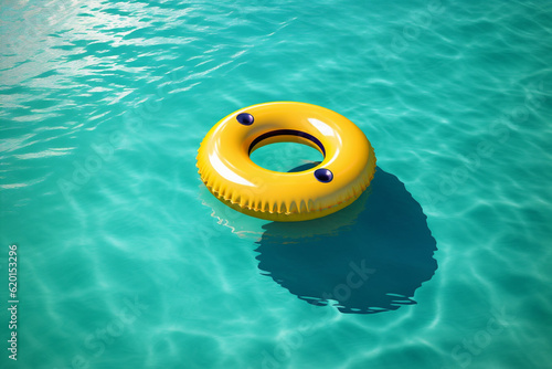 circle vacation ring water resort yellow pool sunlight float rescue. Generative AI.