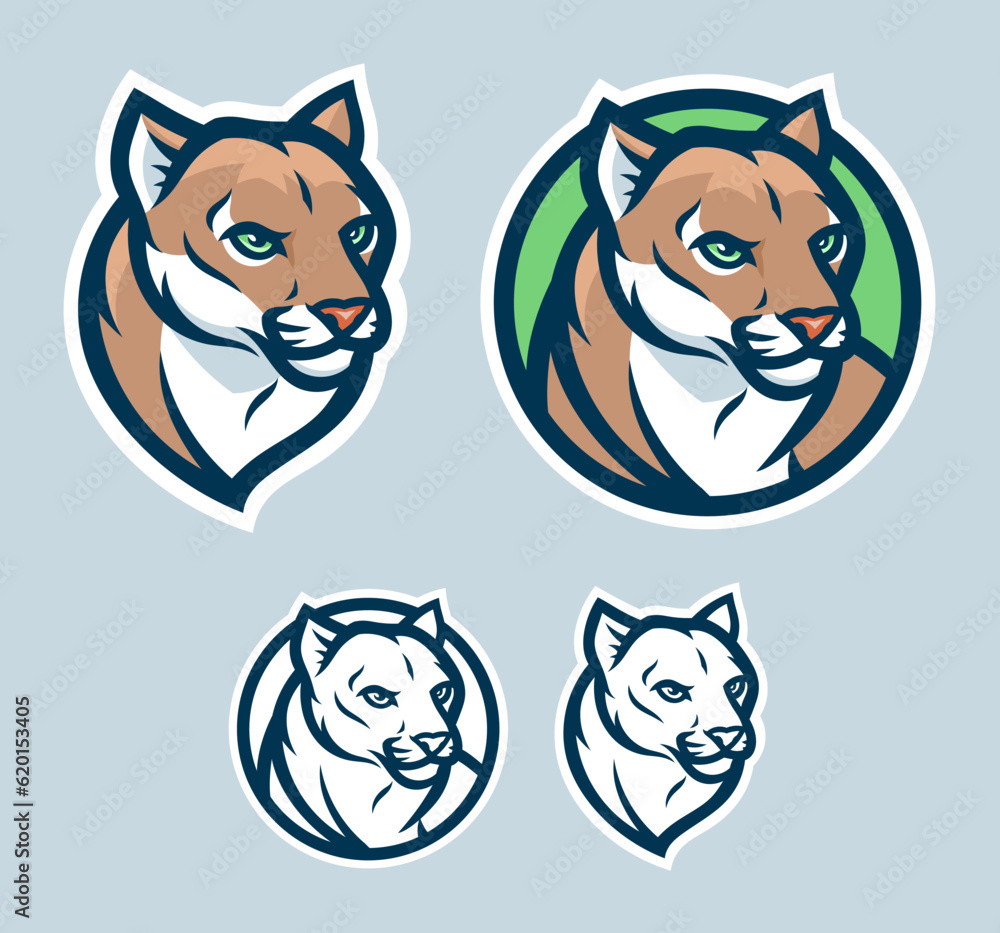 Fototapeta premium Cougar head emblem with four variations. 