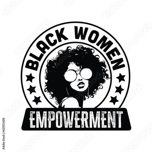 Black Women Empowerment vector design, for T-Shirts, logo, Black women with round hair