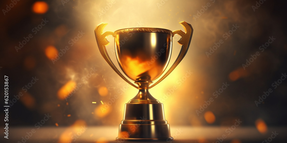 Champion golden trophy for winner background Champion golden trophy for winner background