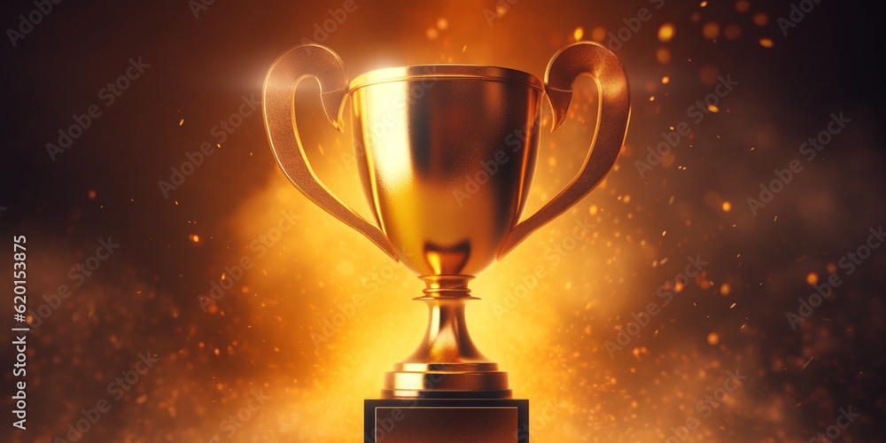 Champion golden trophy for winner background Champion golden trophy for winner background