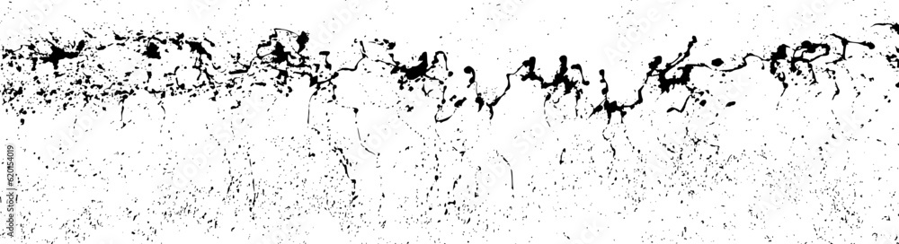 Grunge black texture. Wide horizontal long banner. Dark grainy texture on white background. Dust overlay textured. Grain noise particles. Rusted white effect. Vector illustration, EPS 10.