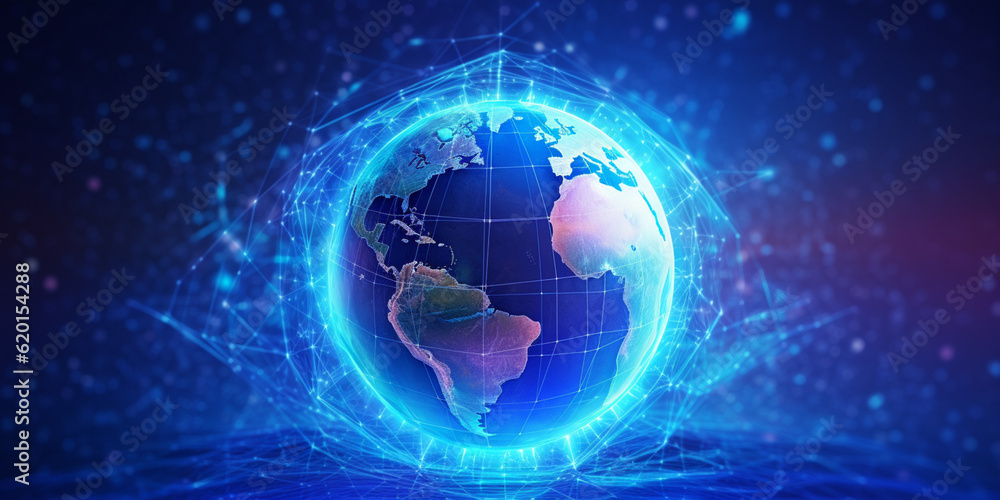 Fototapeta premium Futuristic blue earth abstract technology background