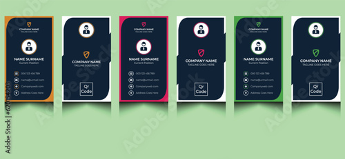 Elegant clean creative simple minimal corporate identity company professional modern office vertical visiting name business card template design.