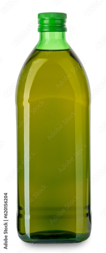 Extra virgin olive oil in green glass bottle isolated Extra virgin olive oil in green glass bottle isolated