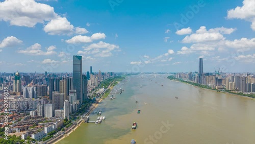 Wuhan Summer City Landmark and Sky Line scenery time-lapse photography photo
