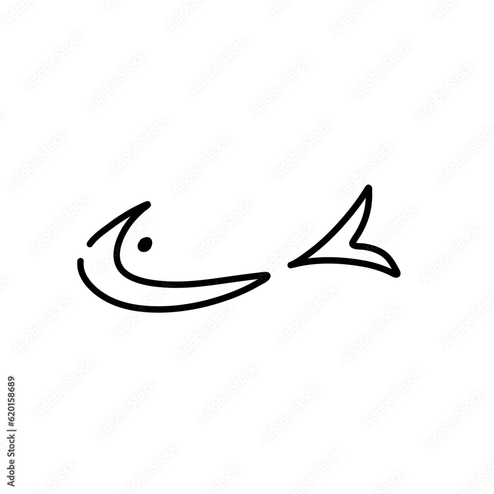 Hand drawn fish icon vector Hand drawn fish icon vector
