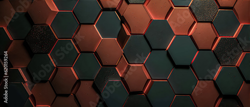 A black and red hexagons background with the word hexagons on it 