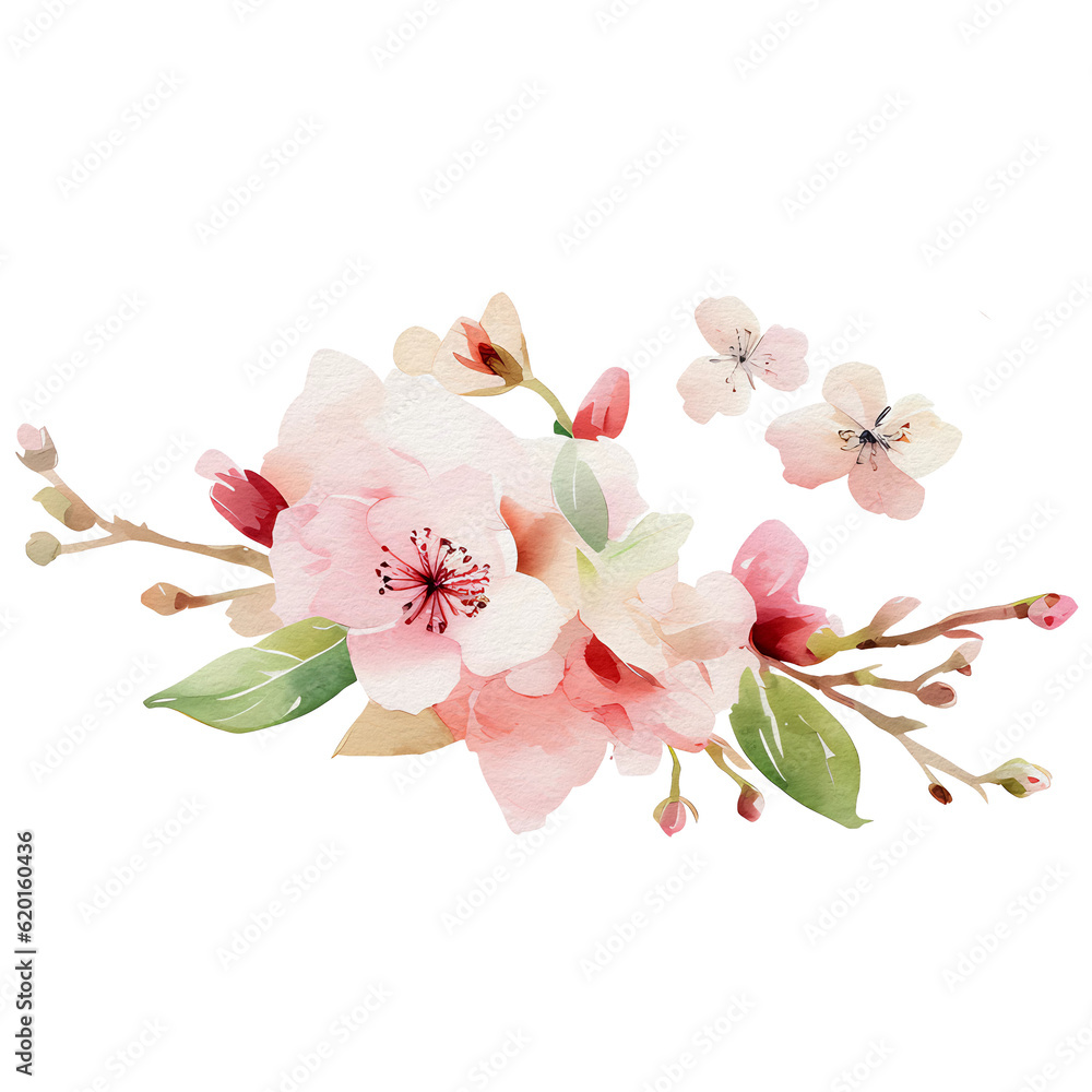 watercolor beautiful pink flower and branches, ai generative watercolor beautiful pink flower and branches, ai generative