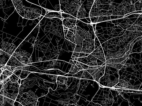 Vector road map of the city of  Versailles in France on a black background.