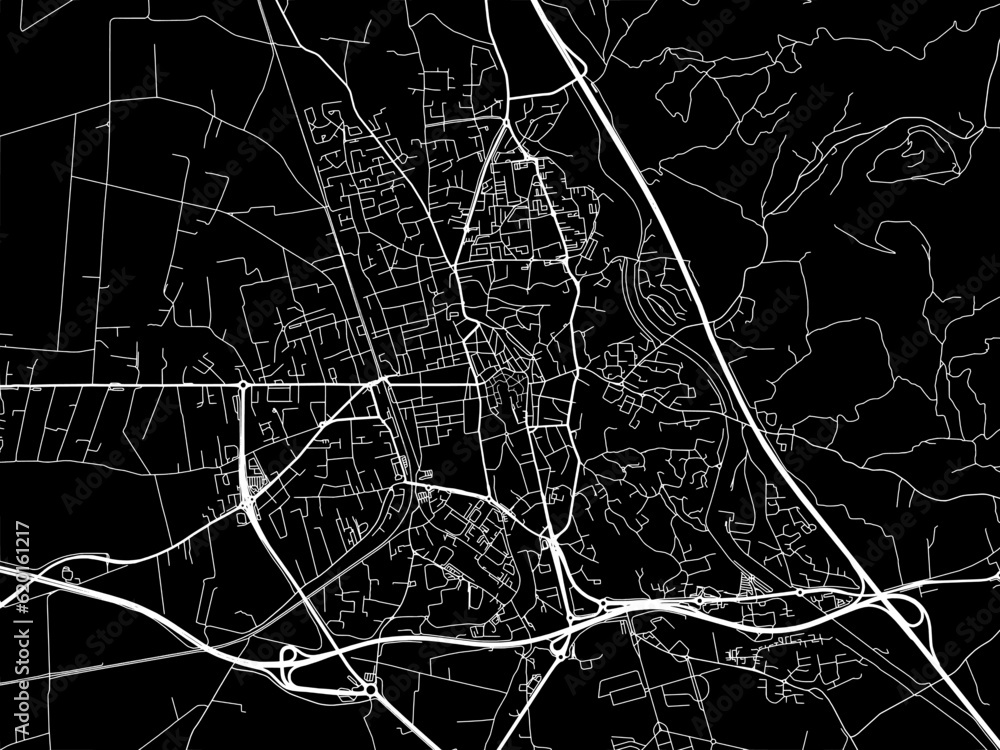 Vector road map of the city of  Salon-de-Provence in France on a black background.