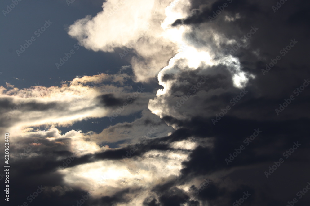 Fototapeta premium Beautiful spring sky covered with big clouds extremely amazing dramatic and apocalyptic sky