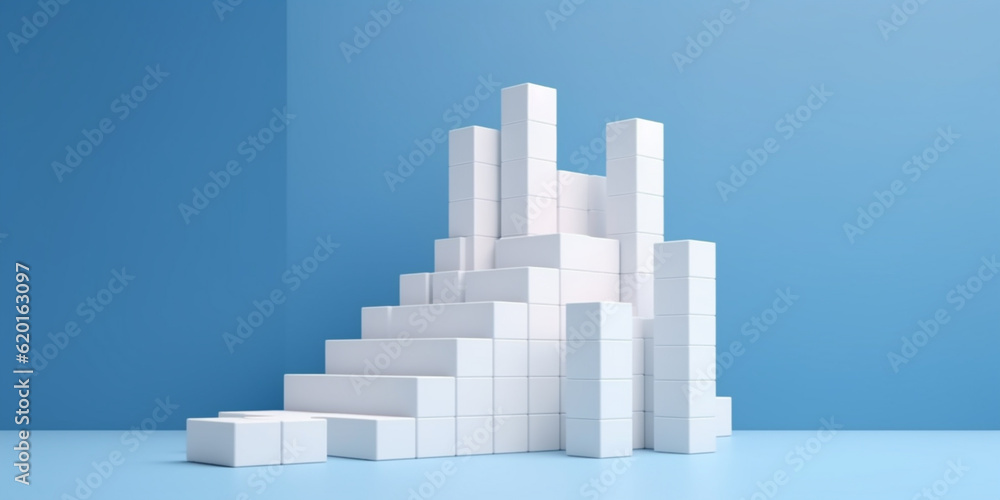 White rising bar chart on blue background with copy space White rising bar chart on blue background with copy space