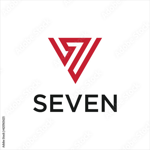 Triangle letter V 7 modern art number monogram unique logo