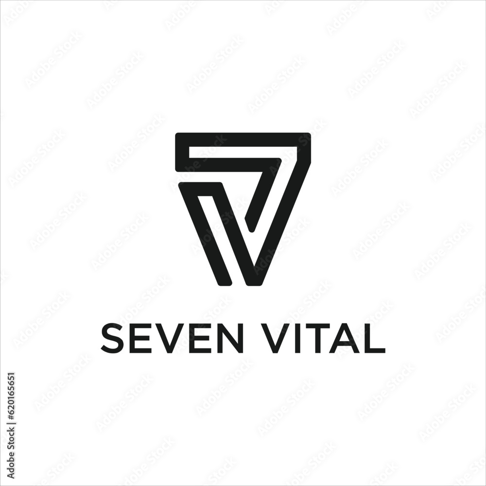 Triangle letter V 7 modern art number monogram unique logo Triangle letter V 7 modern art number monogram unique logo