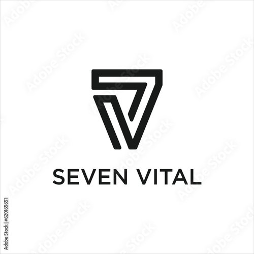 Free Download Triangle letter V 7 modern art number monogram unique logo - GFXLoad