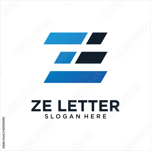 Alphabet letters Initials Monogram logo ZE, ZE INITIAL, ZE letter