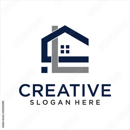 Abstract CL Letter Creative Home Shape Logo Design. Unique Real Estate, Property, Construction Vector Icon.