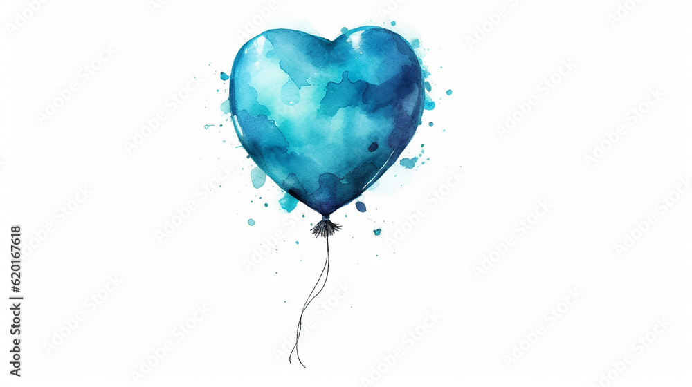 Blue watercolor balloon isolated illustration 
