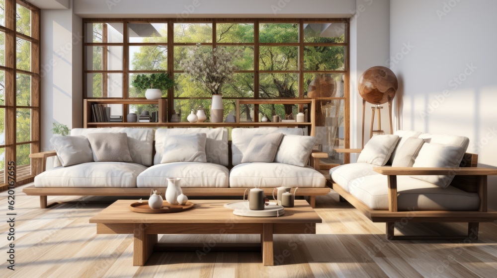 The modern interior design of the living room with a gray sofa and wooden coffee table. The modern interior design of the living room with a gray sofa and wooden coffee table.