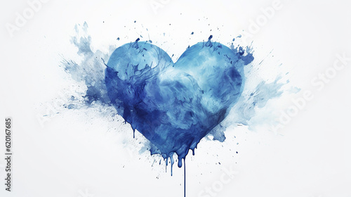 Blue watercolor heart illustration 