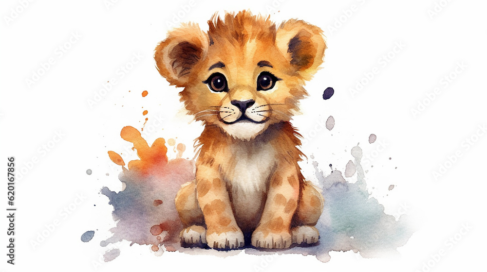 Cute watercolor baby lion illustration Cute watercolor baby lion illustration