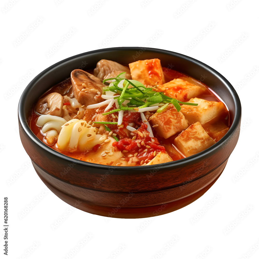 Budae jjigae from korea, served hot and delicious with transparent background, png food Budae jjigae from korea, served hot and delicious with transparent background, png food