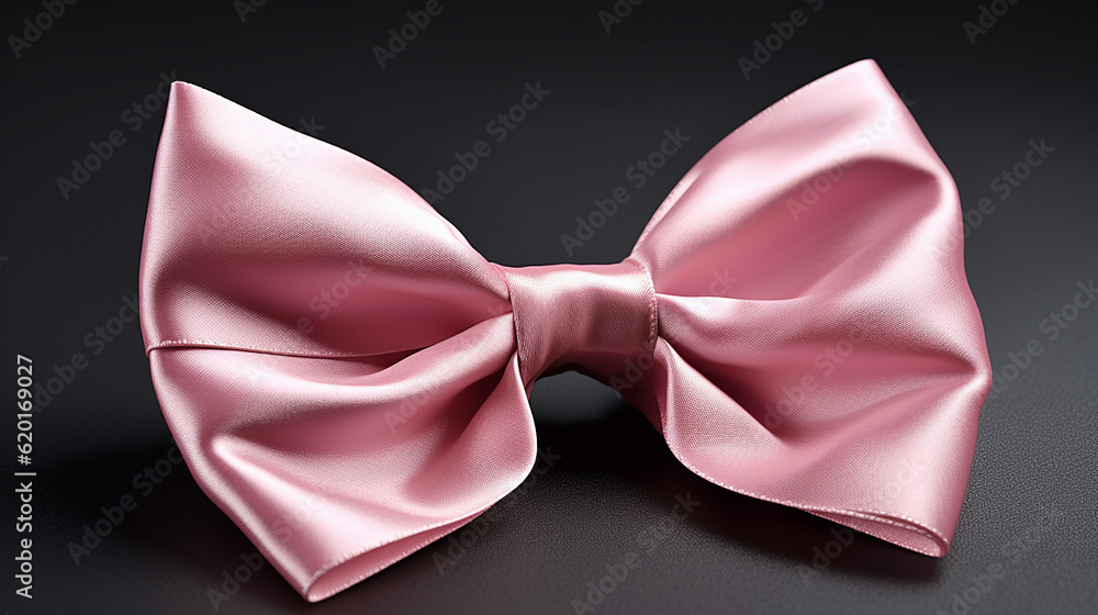 Realistic pink silk bow. Generative AI