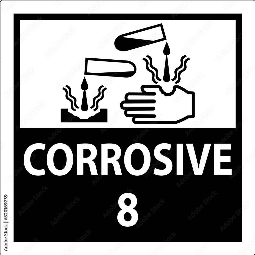 Label Corrosive Sign On White Background Label Corrosive Sign On White Background