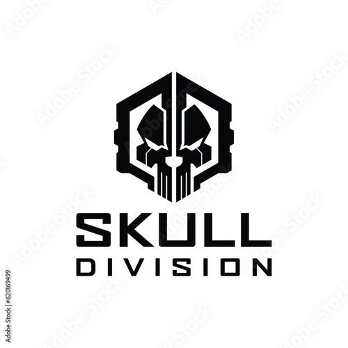 Military Skull Logo. Skull Tactical division military logo design