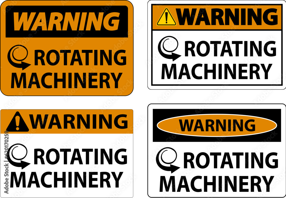 Warning Sign Rotating Machinery On White Background