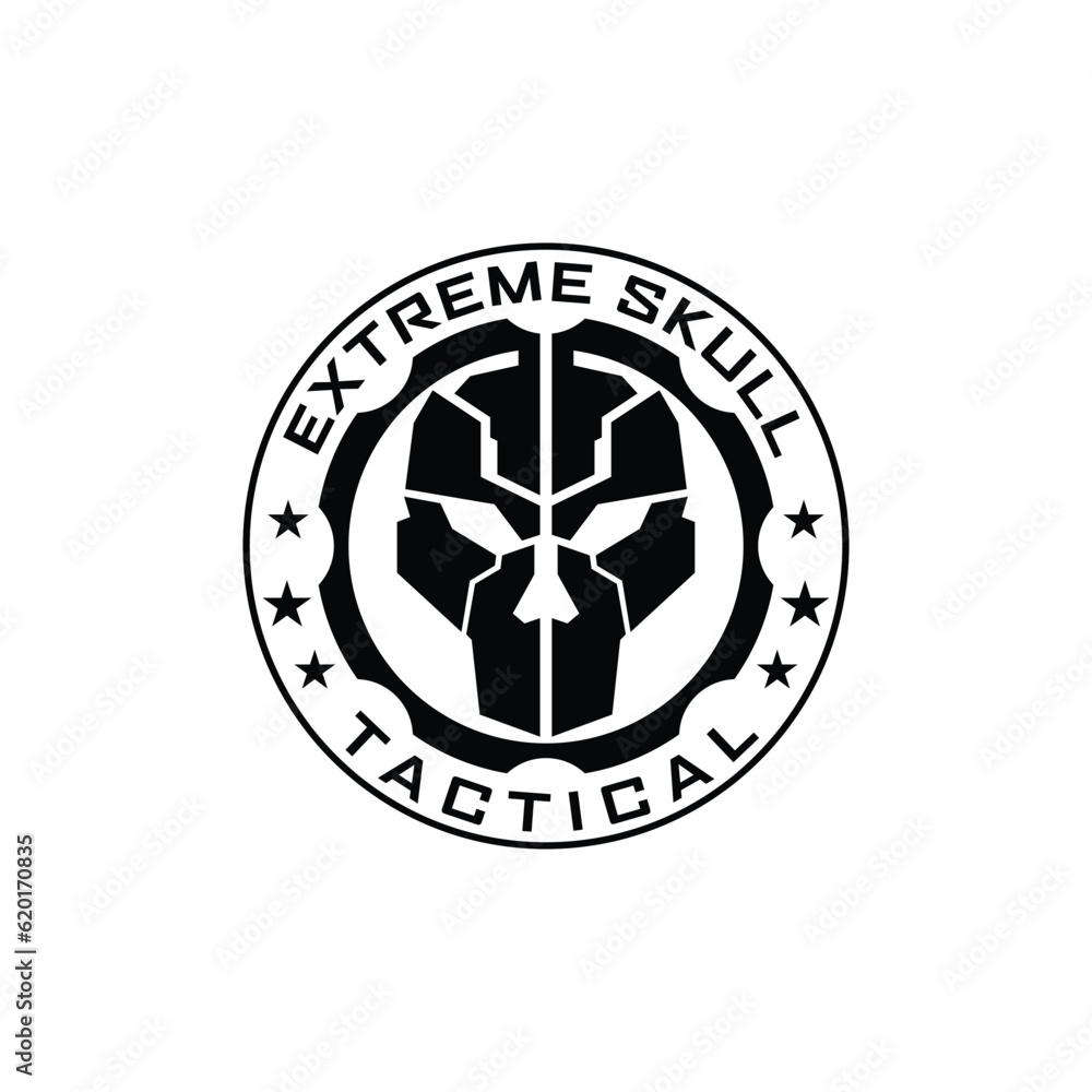 Military Skull Logo Icon Badge. Extreme tactical gear skull logo Military Skull Logo Icon Badge. Extreme tactical gear skull logo
