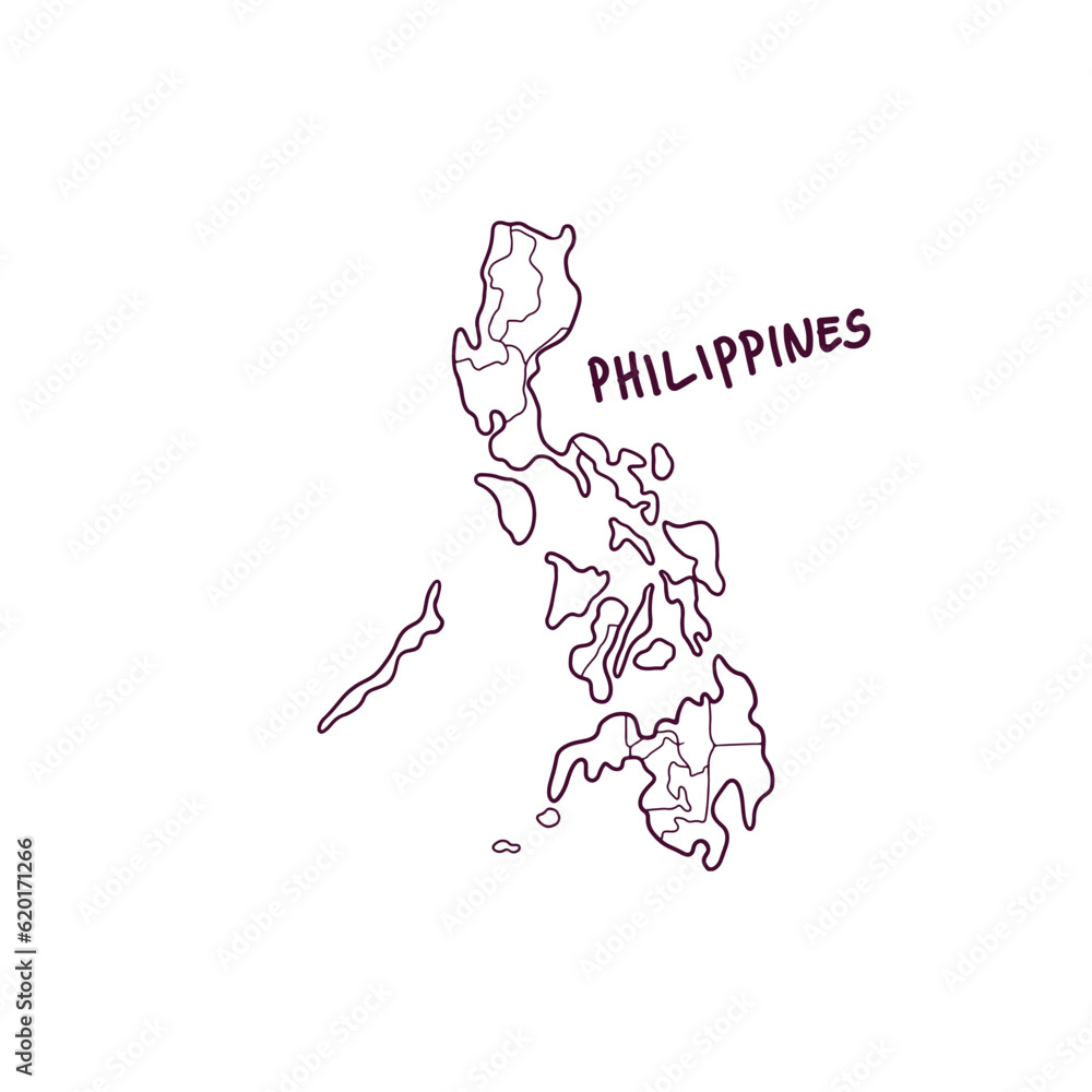 Hand Drawn Doodle Map Of Philippines. Vector Illustration
