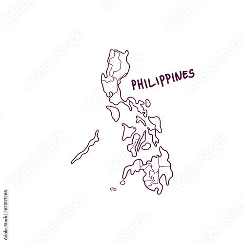 Hand Drawn Doodle Map Of Philippines. Vector Illustration