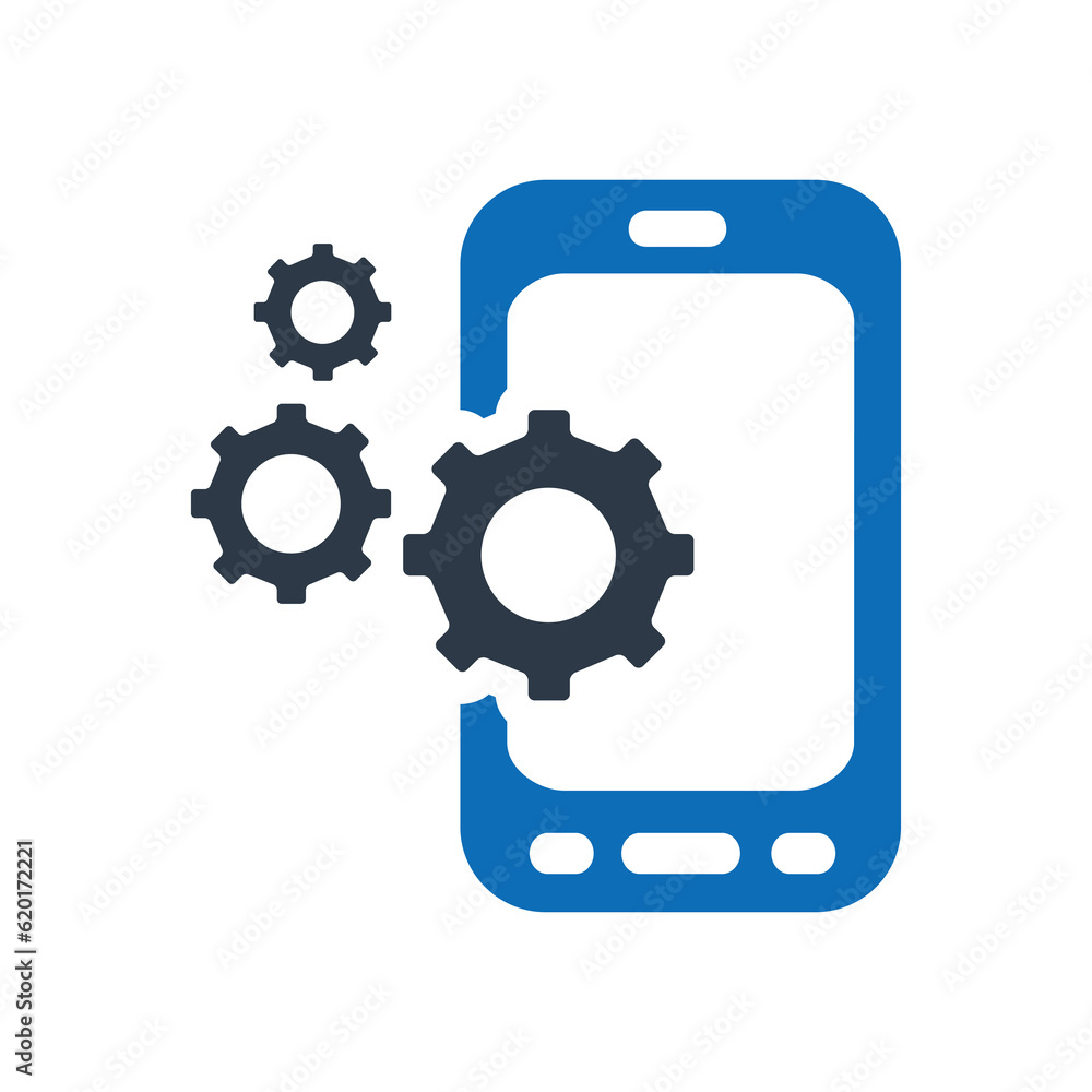 Mobile Apps Flat Blue Icon Isolate On White Background Vector Illustration | Seo Icons