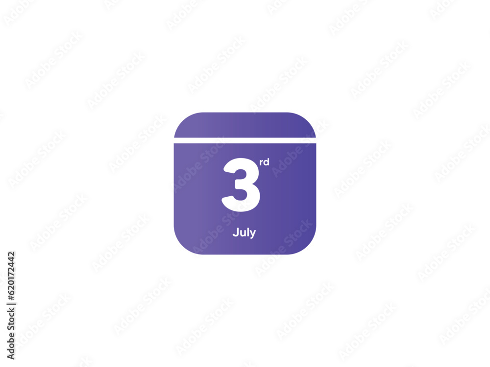 3rd July calendar date month icon with gradient color, flat design style vector illustration 3rd July calendar date month icon with gradient color, flat design style vector illustration