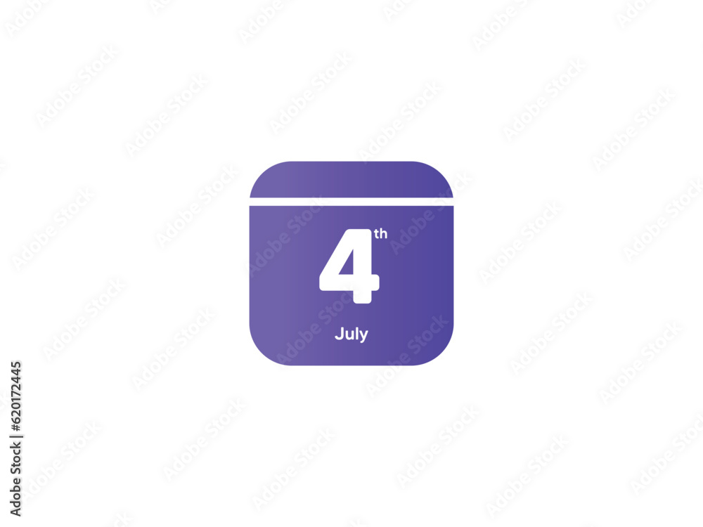 4th July calendar date month icon with gradient color, flat design style vector illustration 4th July calendar date month icon with gradient color, flat design style vector illustration