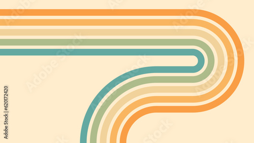 Stampa su tela Abstract background of rainbow groovy Wavy Line design in 1970s Hippie Retro style