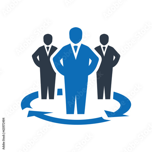 Management Team Flat Blue Icon Isolate On White Background Vector Illustration | Seo Icons