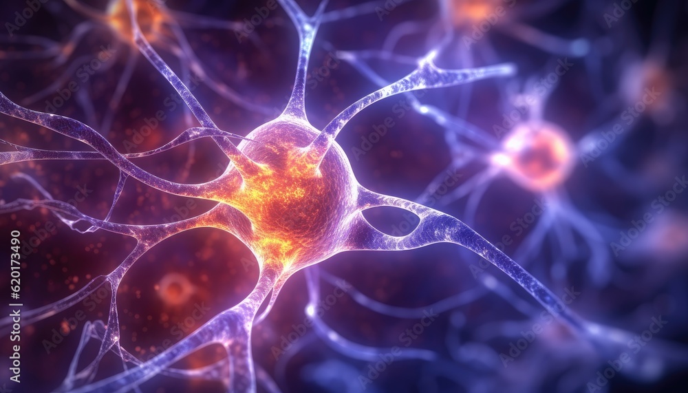 Nerve cells, colored medical background, lightting effects Nerve cells, colored medical background, lightting effects