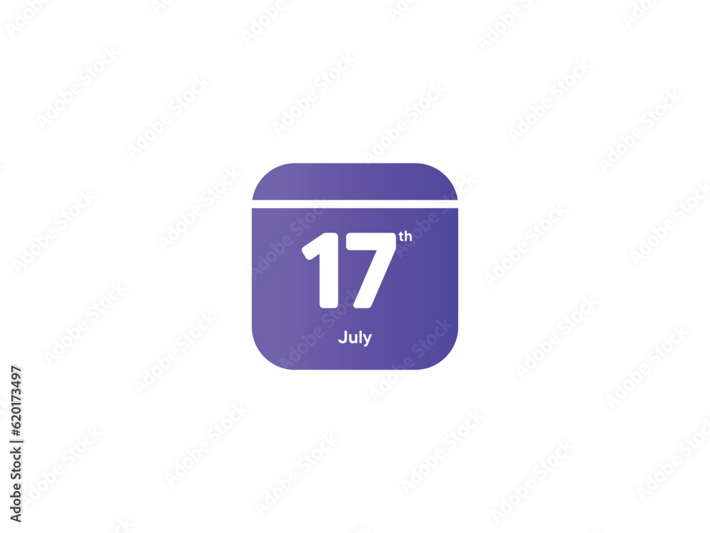 17th July calendar date month icon with gradient color, flat design style vector illustration 17th July calendar date month icon with gradient color, flat design style vector illustration