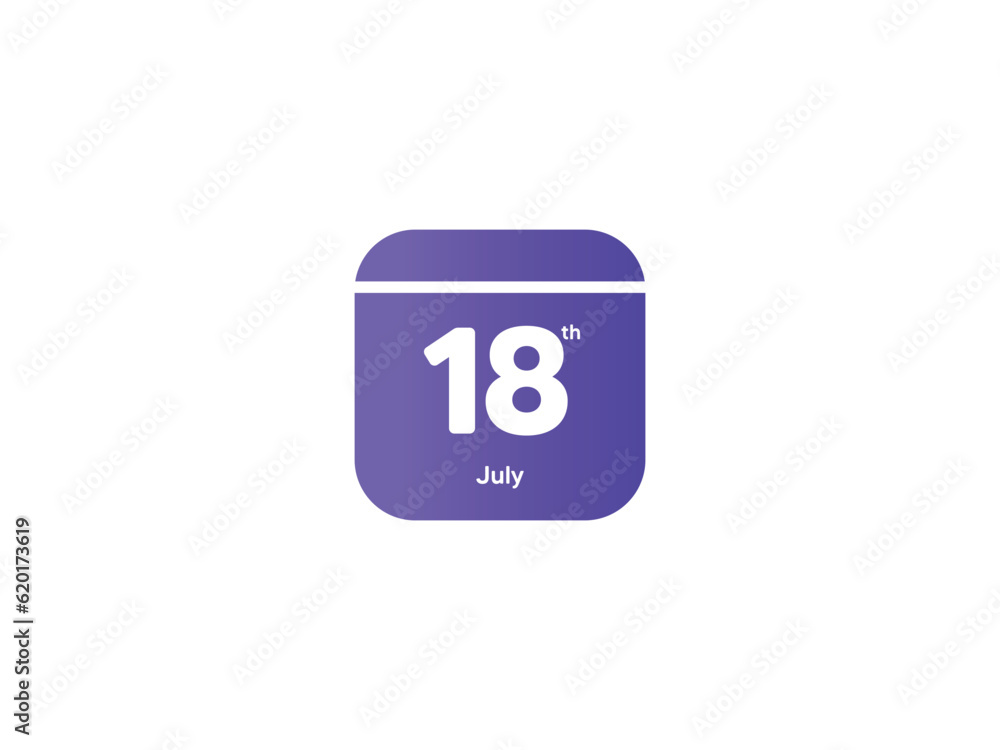 18th July calendar date month icon with gradient color, flat design style vector illustration 18th July calendar date month icon with gradient color, flat design style vector illustration