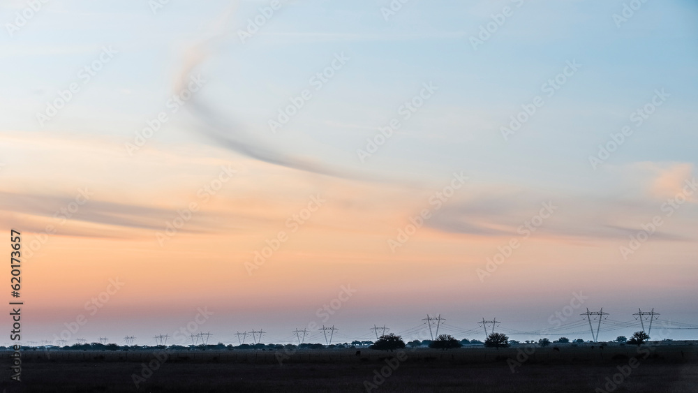 Rural sunset landscape, Buenos Aires province , Argentina