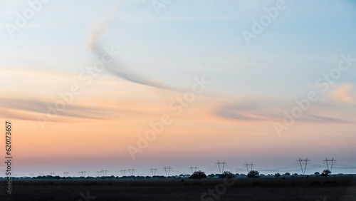 Rural sunset landscape  Buenos Aires province   Argentina