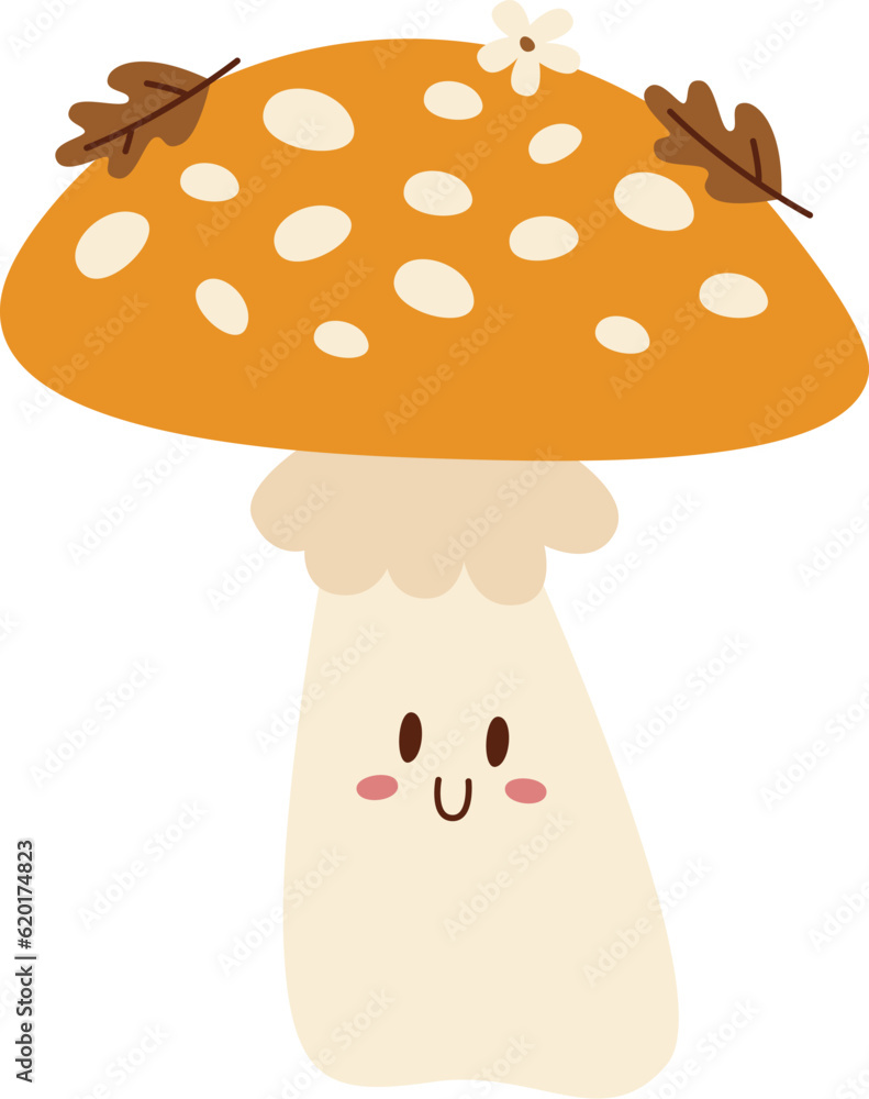 Mushroom Character Happy Mushroom Character Happy