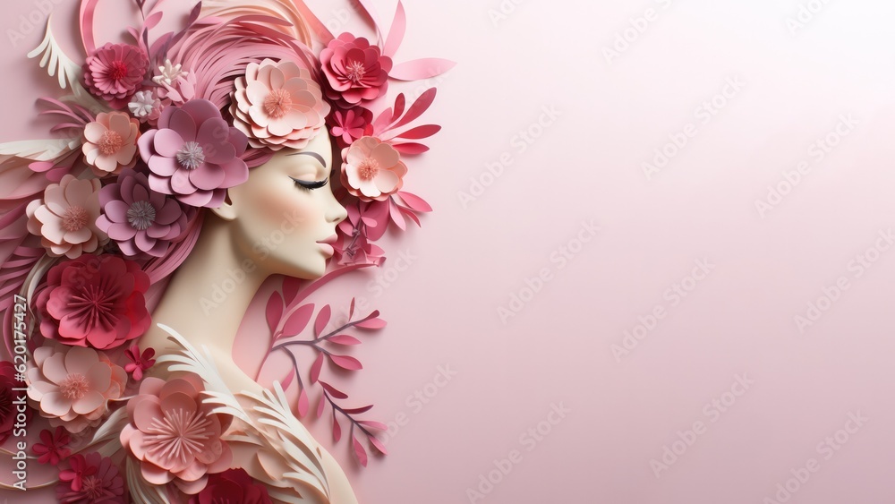 Women's day background with copy space, isolated on pink
