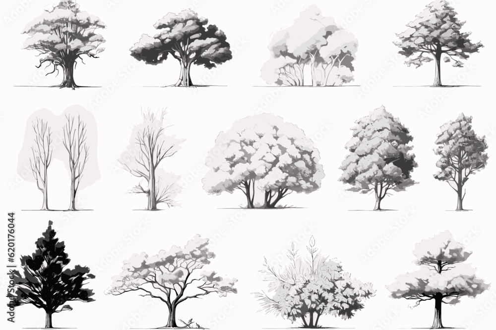 Fototapeta premium set of trees vector