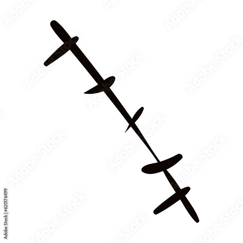 Stitch, scar Halloween costume accessory hand drawn illustration. Cartoon style flat design, isolated vector. Kids seasonal print element, autumn holiday party, cosplay, carnival